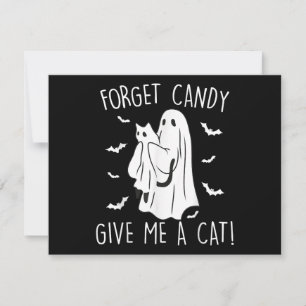 Cartão De Festividades Gato Fantasma Divertido de Halloween Esquece Doce