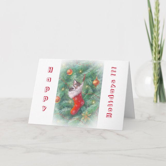 Cartão De Festividades Gato feliz (Frente)