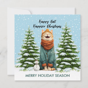 Cartão De Festividades *Gato Feliz Natal Mais Feliz