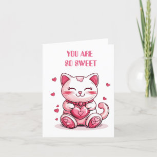 Cartão De Festividades gato fofo apaixonado com coração rosa