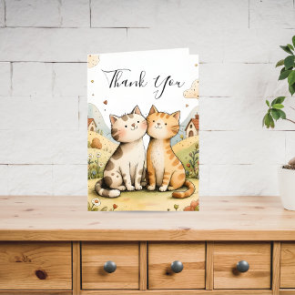Cartão De Festividades Gato Fofo de Agradecimento