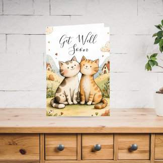 Cartão De Festividades Gato Fofo para Melhoras Rápidas