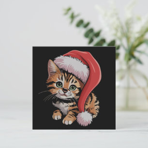 Cartão De Festividades Gato Gatinho Natal Vintage Amante do Gato Natal