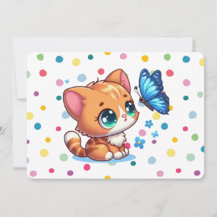 Cartão De Festividades Gato/gato e borboleta lindos