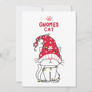 Cartão De Festividades Gato Gnomo Feliz Natal