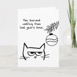 Cartão De Festividades Gato Irritado e Árvore de Natal