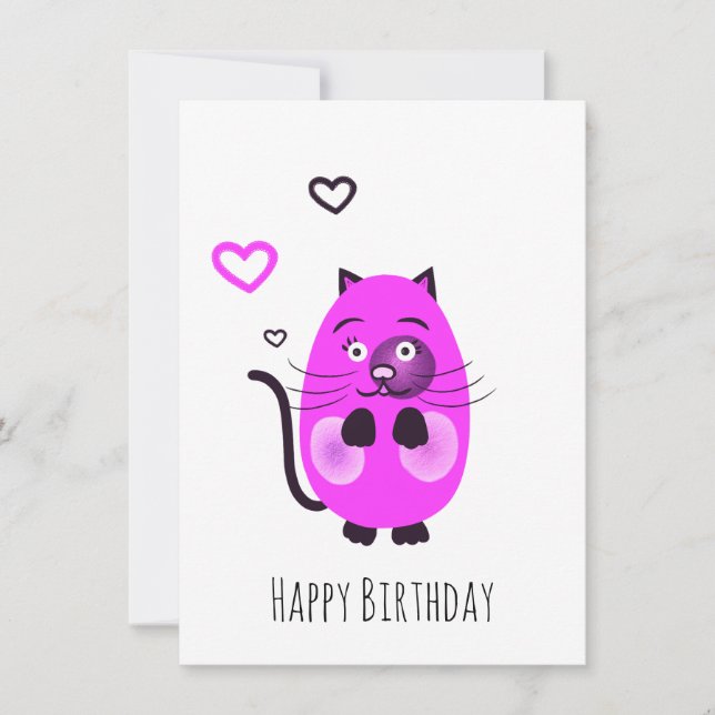 Cartão De Festividades Gato lilás (Frente)
