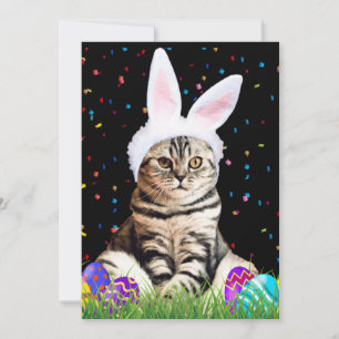 Cartão De Festividades Gato Listrado de Páscoa