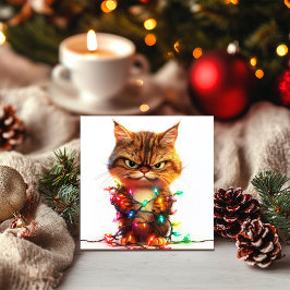 Cartão De Festividades Gato Mal-Humorado Festivo Resignado