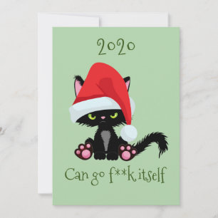 Cartão De Festividades Gato Mal-Humorado Zangado 2020 Pode ir f**er-se