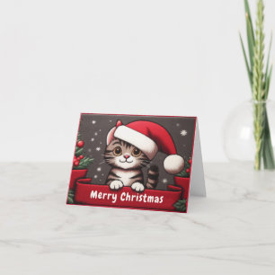 Cartão De Festividades Gato Malandro de Natal Engraçado Personalizado