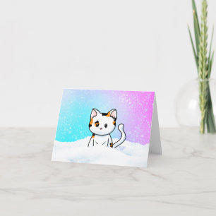 Cartão De Festividades Gato Malhado Bola de Neve
