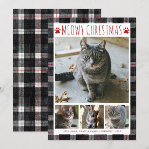 Cartão De Festividades Gato NATAL MEOWY 4 Colagem de Fotos Xadrez