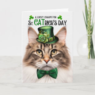 Cartão De Festividades Gato Norueguês da Floresta Marrom Dia de CATrick