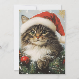 Cartão De Festividades Gato Norueguês da Floresta Natal