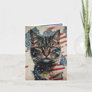 Cartão De Festividades Gato Patriótico de Linhagem Desconhecida