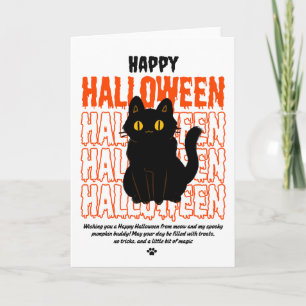 Cartão De Festividades Gato Preto Assustador de Halloween