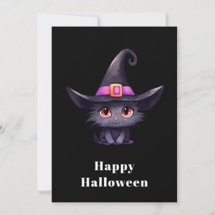 Cartão De Festividades Gato preto bonito Vestindo o Dia das Bruxas
