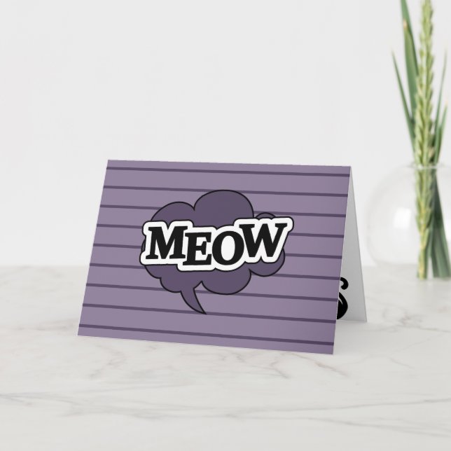 Cartão De Festividades Gato preto cita meow, lindo design de halloween (Frente)