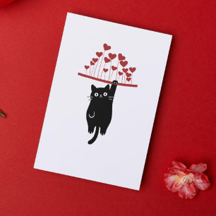 Cartão De Festividades Gato Preto Engraçado se Divertindo no Dia dos Namo