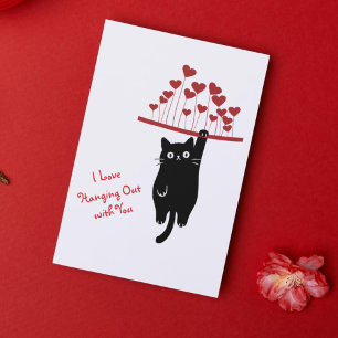 Cartão De Festividades Gato Preto Engraçado se Divertindo no Dia dos Namo