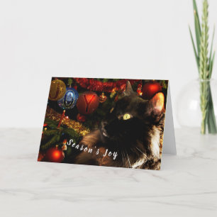 Cartão De Festividades Gato Preto Feliz Natal