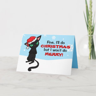 Cartão De Festividades Gato Preto Grumpy Não será Feliz Natal