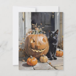 Cartão De Festividades Gato Preto Halloween