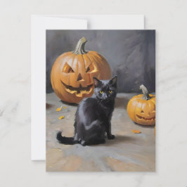 Cartão De Festividades Gato Preto Halloween D