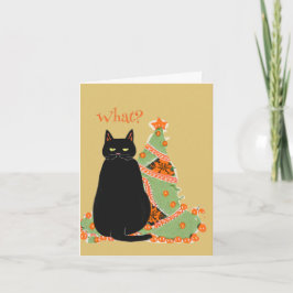 Cartão De Festividades Gato Preto Personalizado com Atitude de Natal