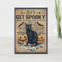 Gato Preto Vintage Fofo para um Halloween Assustad