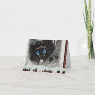 Cartão De Festividades Gato Siamês Neve de Inverno por BiHrLe Card