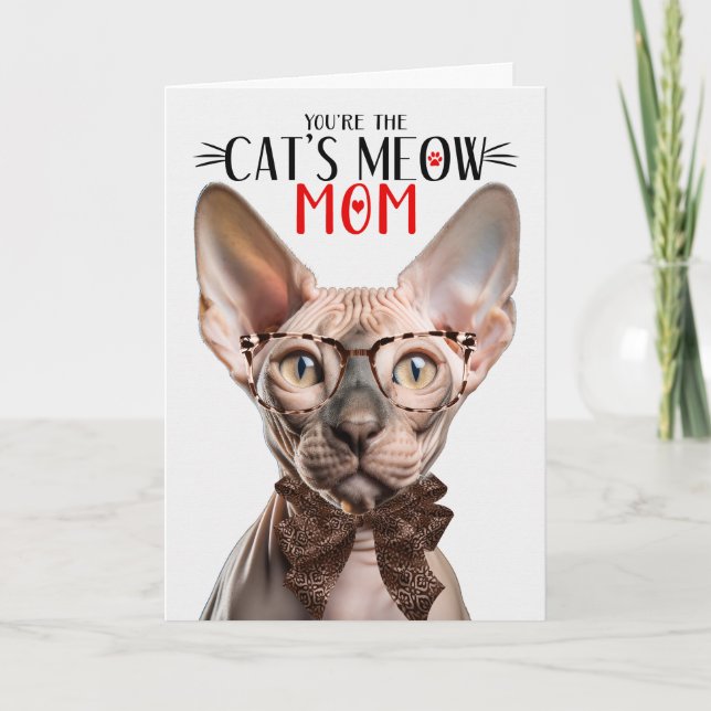 Cartão De Festividades Gato Sphynx Hairless para mamãe no Dia de as mães (Frente)