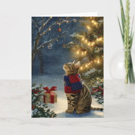 Cartão De Festividades Gato Tabby de Natal