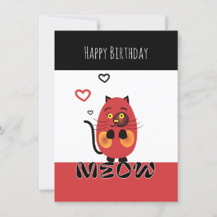 Cartão De Festividades Gato vermelho engraçado
