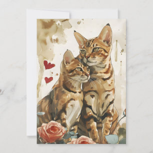 Cartão De Festividades Gatos Bengala dia dos namorados