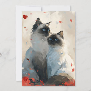 Cartão De Festividades Gatos Birmaneses Dia dos Namorados