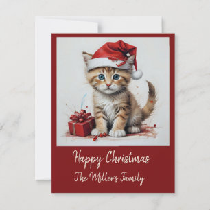Cartão De Festividades Gatos bonitos no natal Disguise - vibes de férias