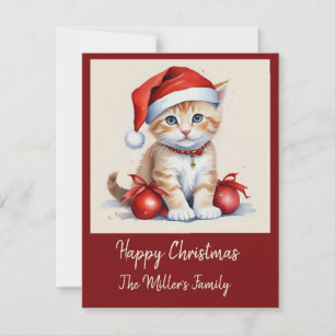 Cartão De Festividades Gatos bonitos no natal Disguise - vibes de férias