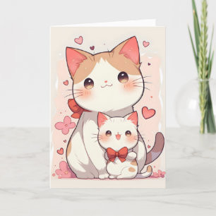 Cartão De Festividades Gatos Bons, Mãe e Criança