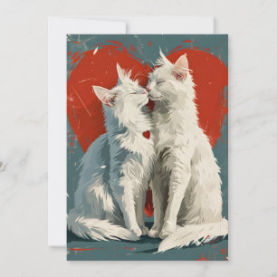 Cartão De Festividades Gatos Brancos Angora Turca no Dia dos Namorados