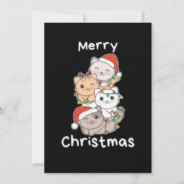 Cartão De Festividades Gatos De Animais De Natal De Árvore