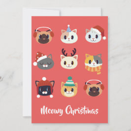 Cartão De Festividades Gatos de Cartoon de Natal