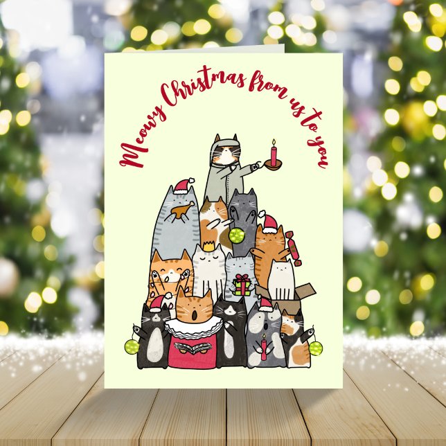 Cartão De Festividades Gatos de Cartoon de Natal Bons (Criador carregado)
