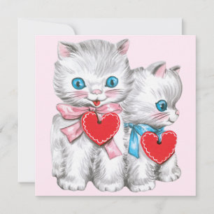 Cartão De Festividades Gatos De Dia de os namorados Retroativo Vintage, G