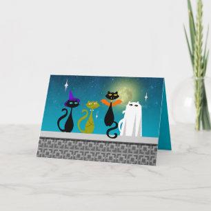Cartão De Festividades Gatos de Halloween