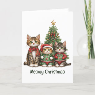 Cartão De Festividades Gatos de Natal