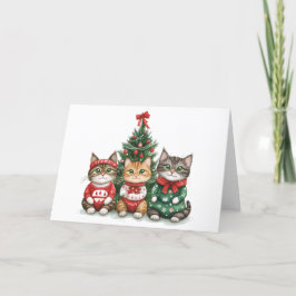 Cartão De Festividades Gatos de Natal bonitos