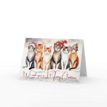 Gatos De Natal Com Aquarela Em Flocos De Neve