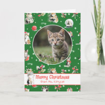 Gatos de Natal em Aquarela Foto Personalizada